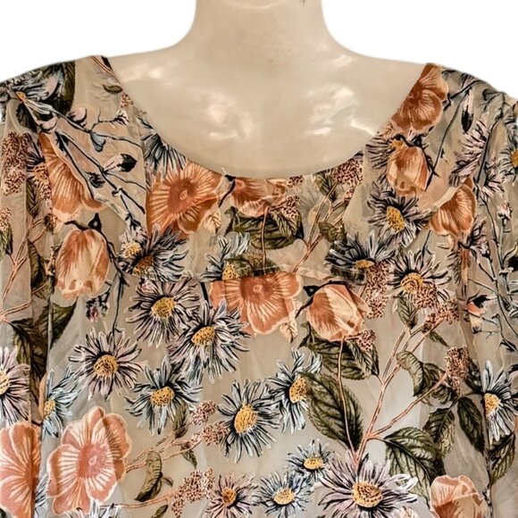 For Love & Lemons Luciana Silk Crop Top Small Ruffled Fairycore Boho Floral - Picture 4 of 8